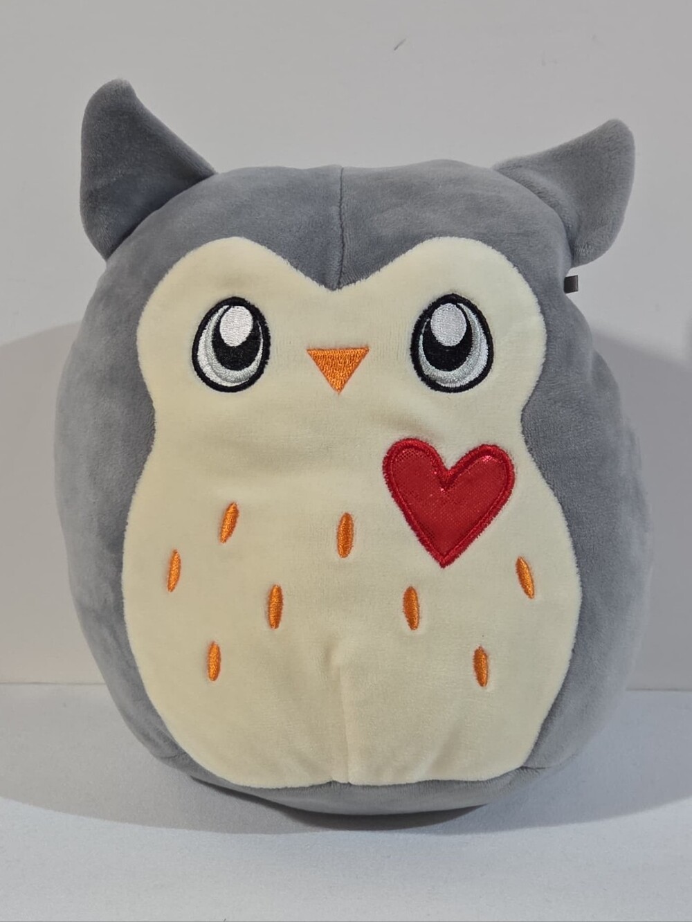 8" grey owl squishmallow plush